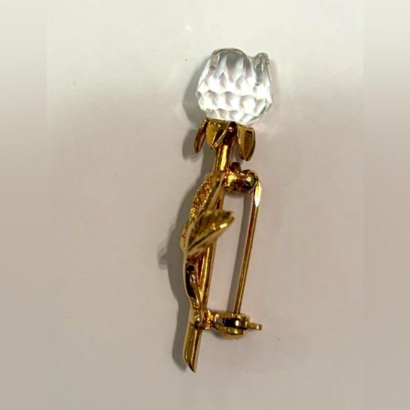 Swarovski Crystal Memories Mini Rose Brooch Pin 1.75" - Austria Gold Plated - Picture 4 of 11